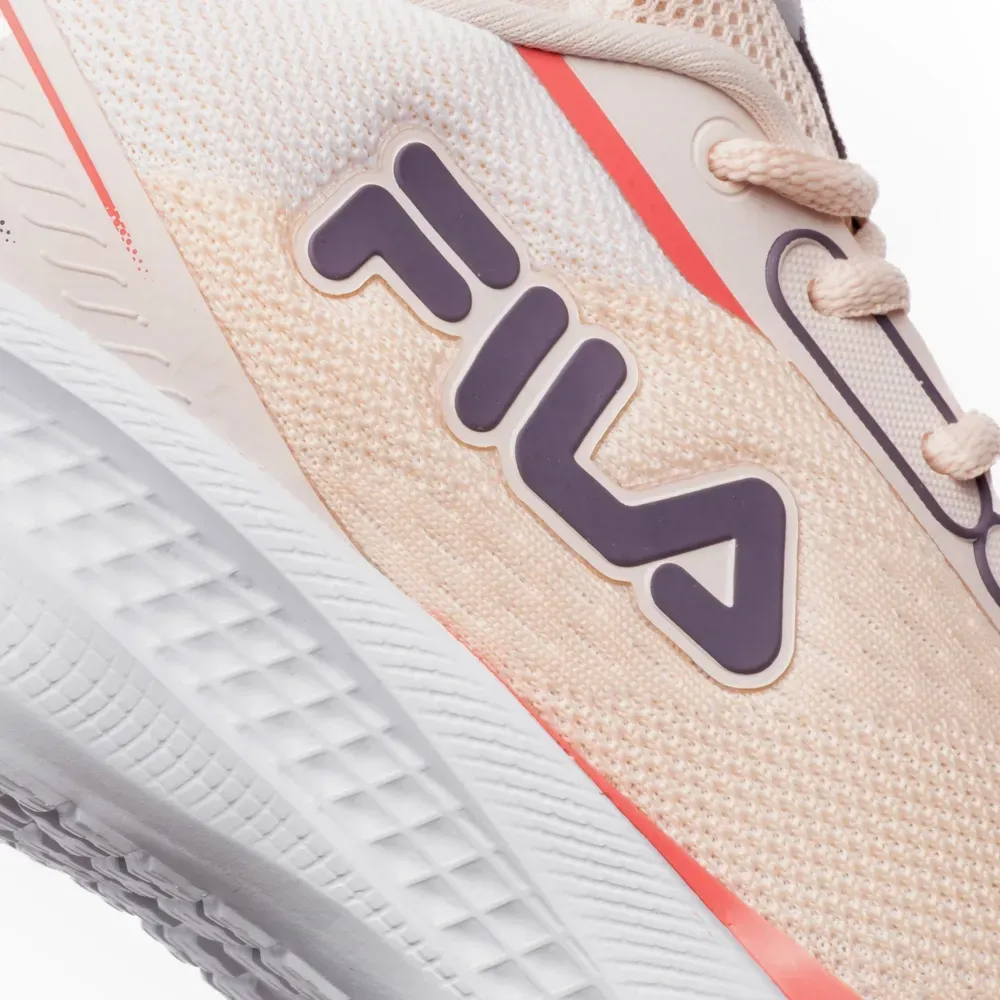 Tênis Fila Rise Up Feminino Rosê mostrando detalhes do tecido e sola